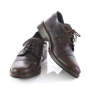 Clarks Brown Leather Cap Toe Derby Dress Shoes